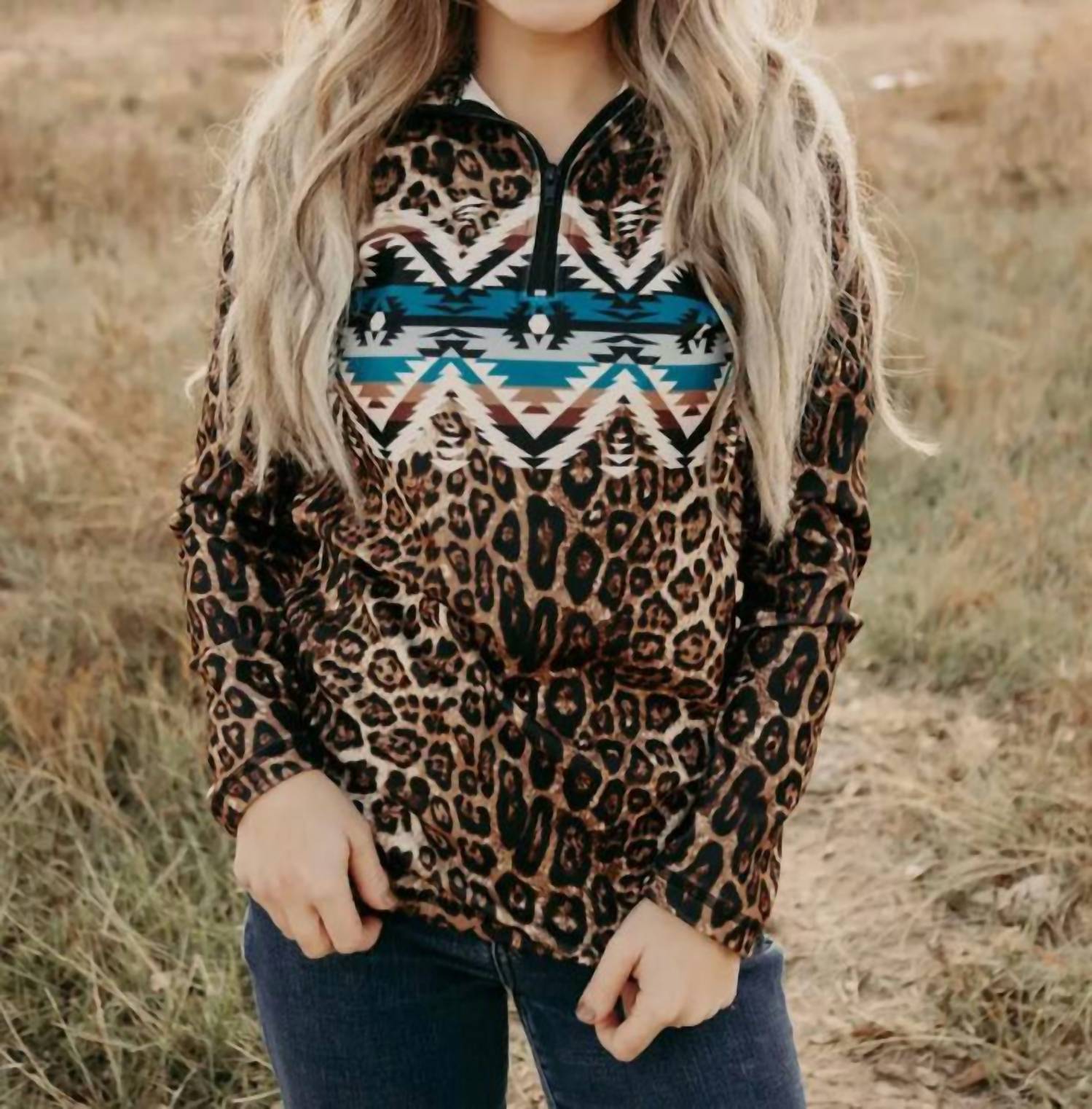 Sterling Kreek - Leopard Zip Up Pullover