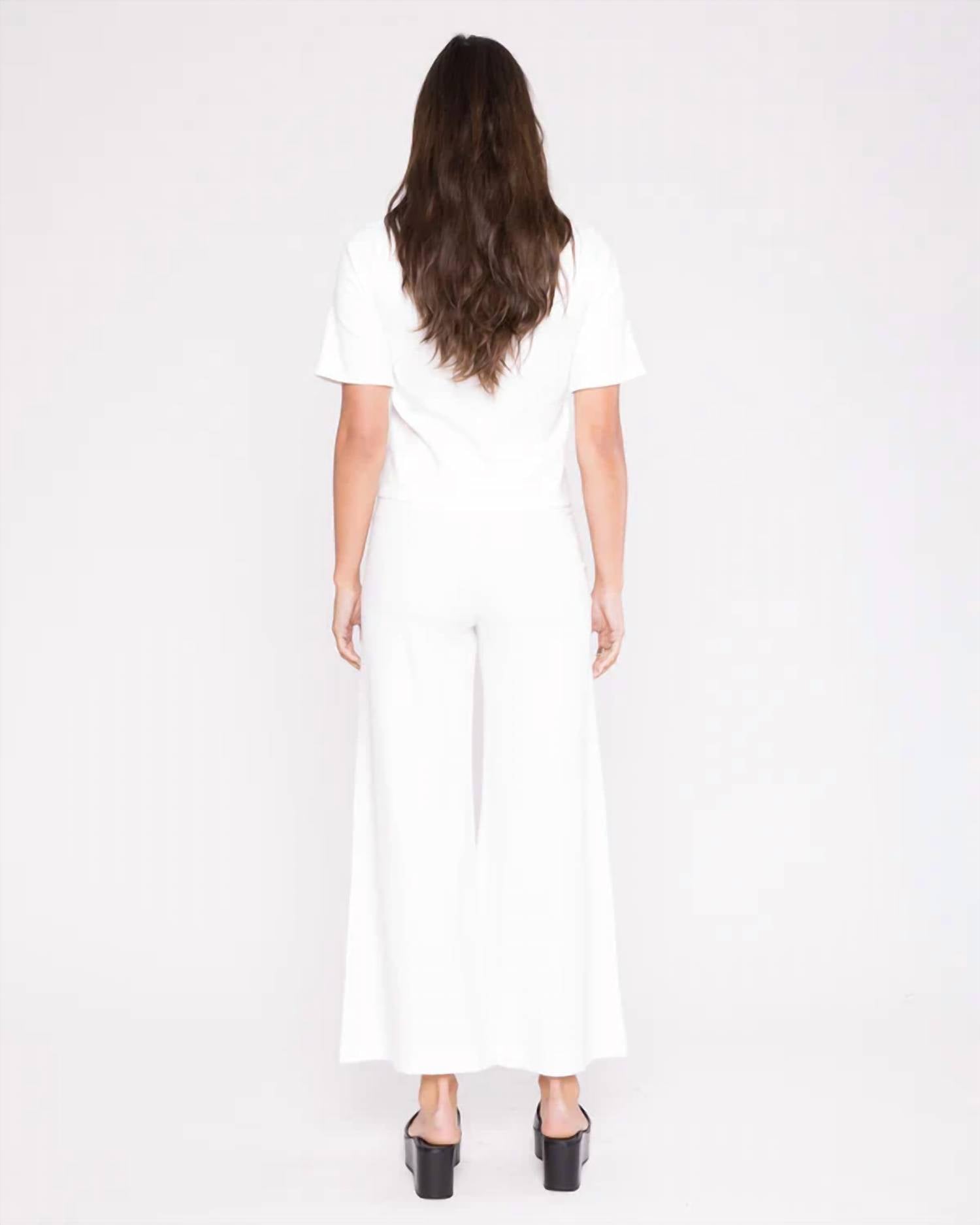 RIPLEY RADER Ponte Knit Cropped Wide Leg Pant in off white - women's pants - alternate view