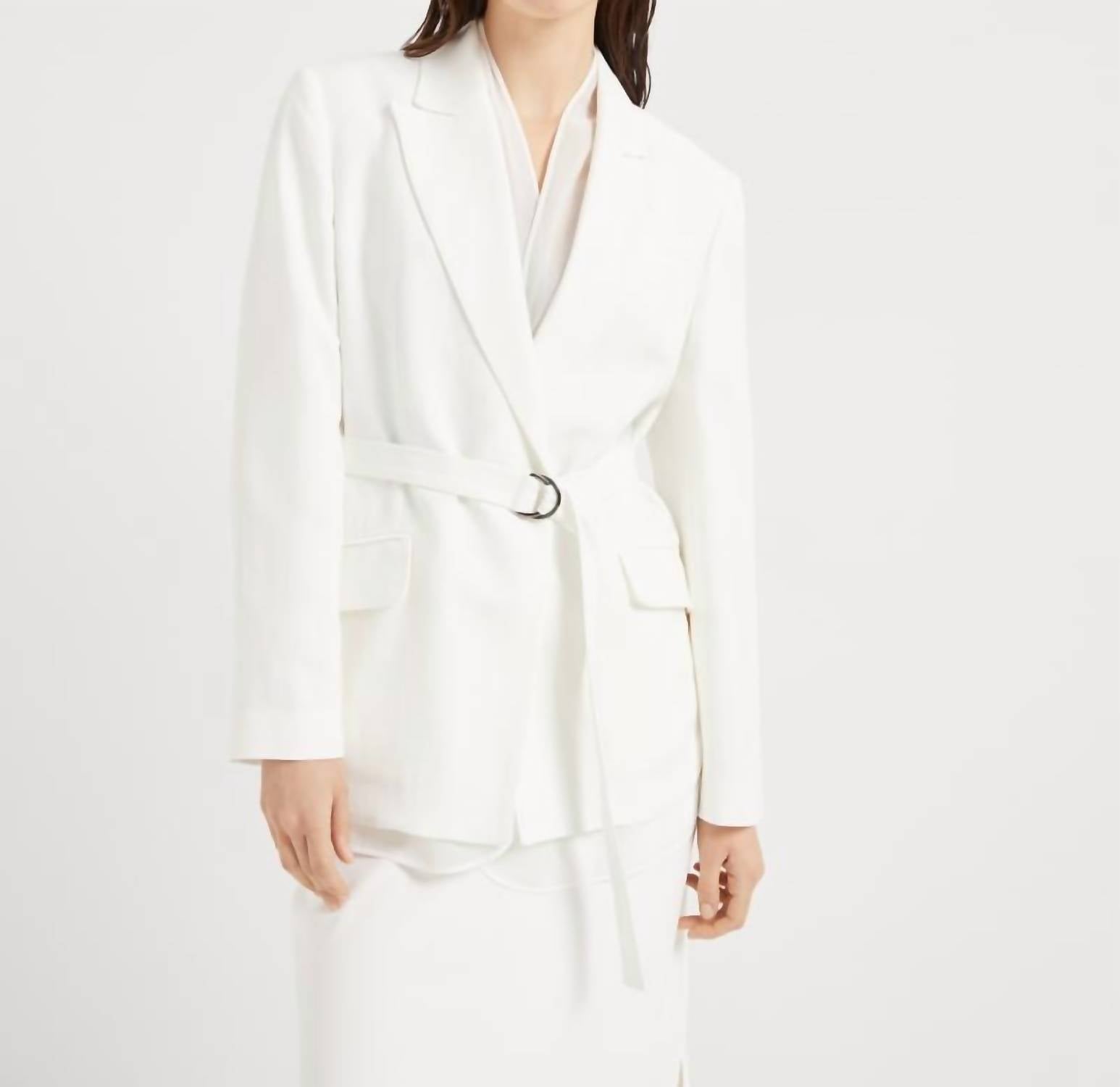Brunello Cucinelli - Viscose Linen Blazer With Belt And Monili