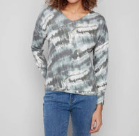 Charlie B - Printed V-neck Knit Top