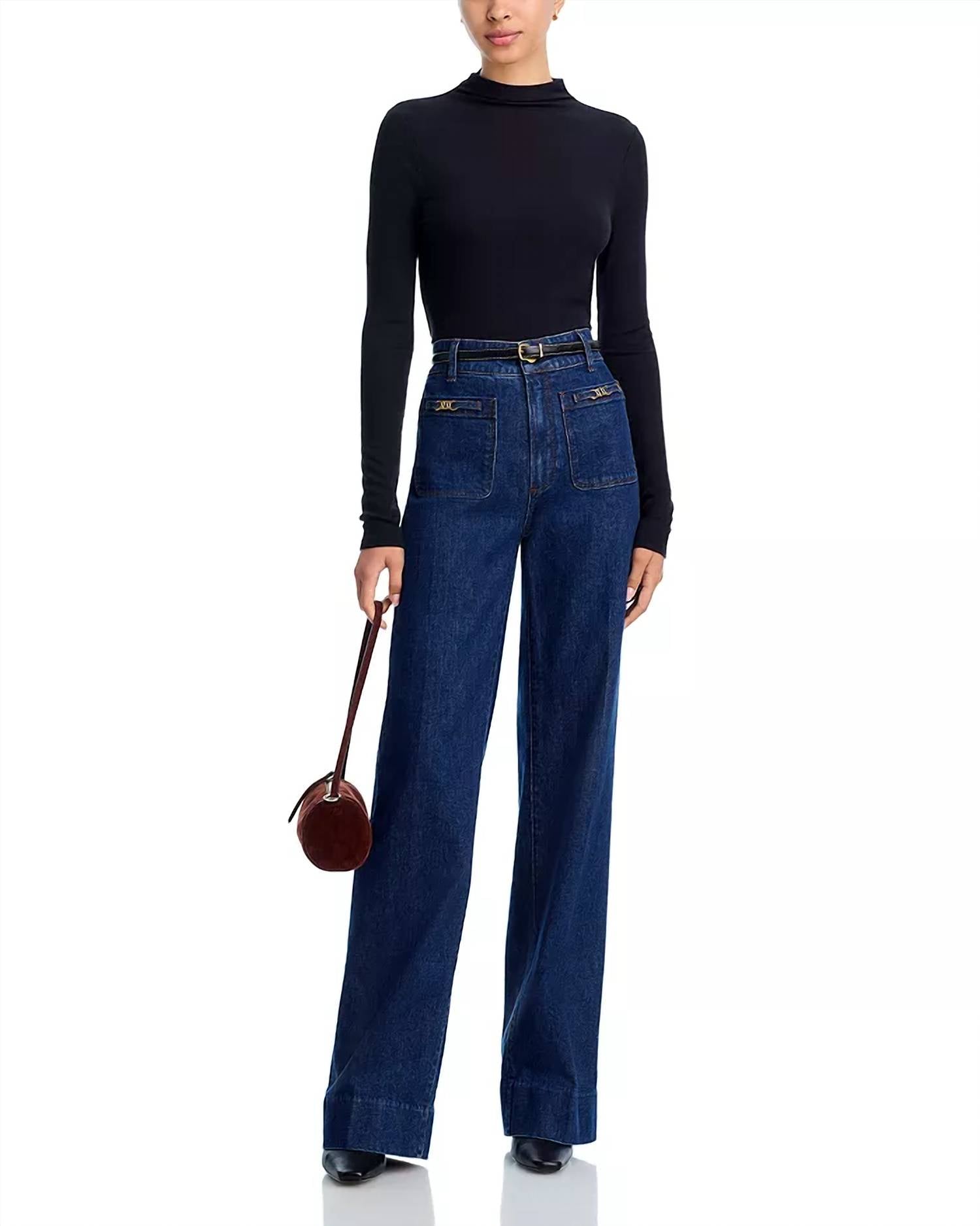 Paige - Sasha High Rise Patch Pocket Wide Leg Jeans