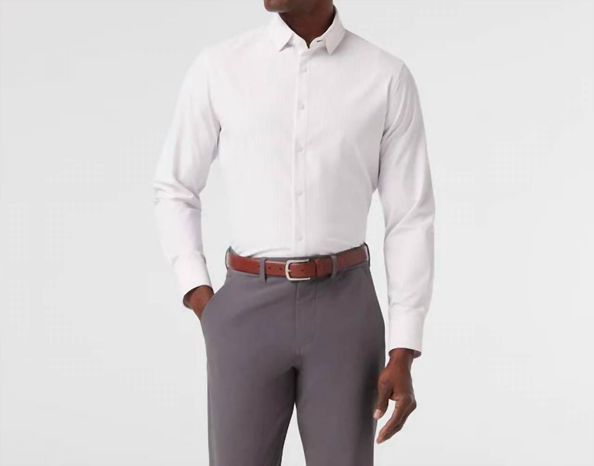 Mizzen + Main Leeward Trim Fit Long Sleeve Dress Shirt in orchid collin stripe - men's shirt