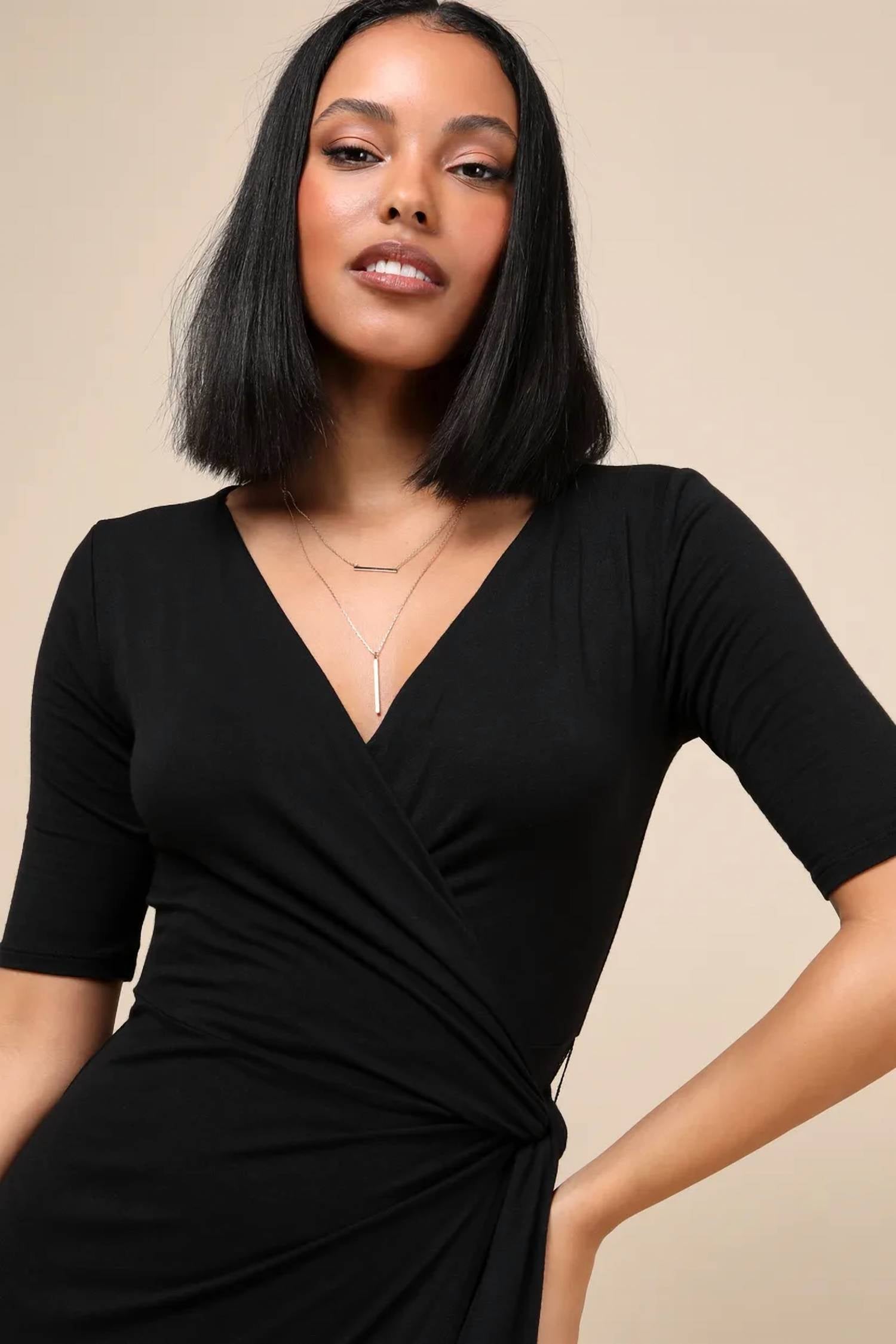 Lulus - Women's Forget Me Knot Midi Wrap Dress