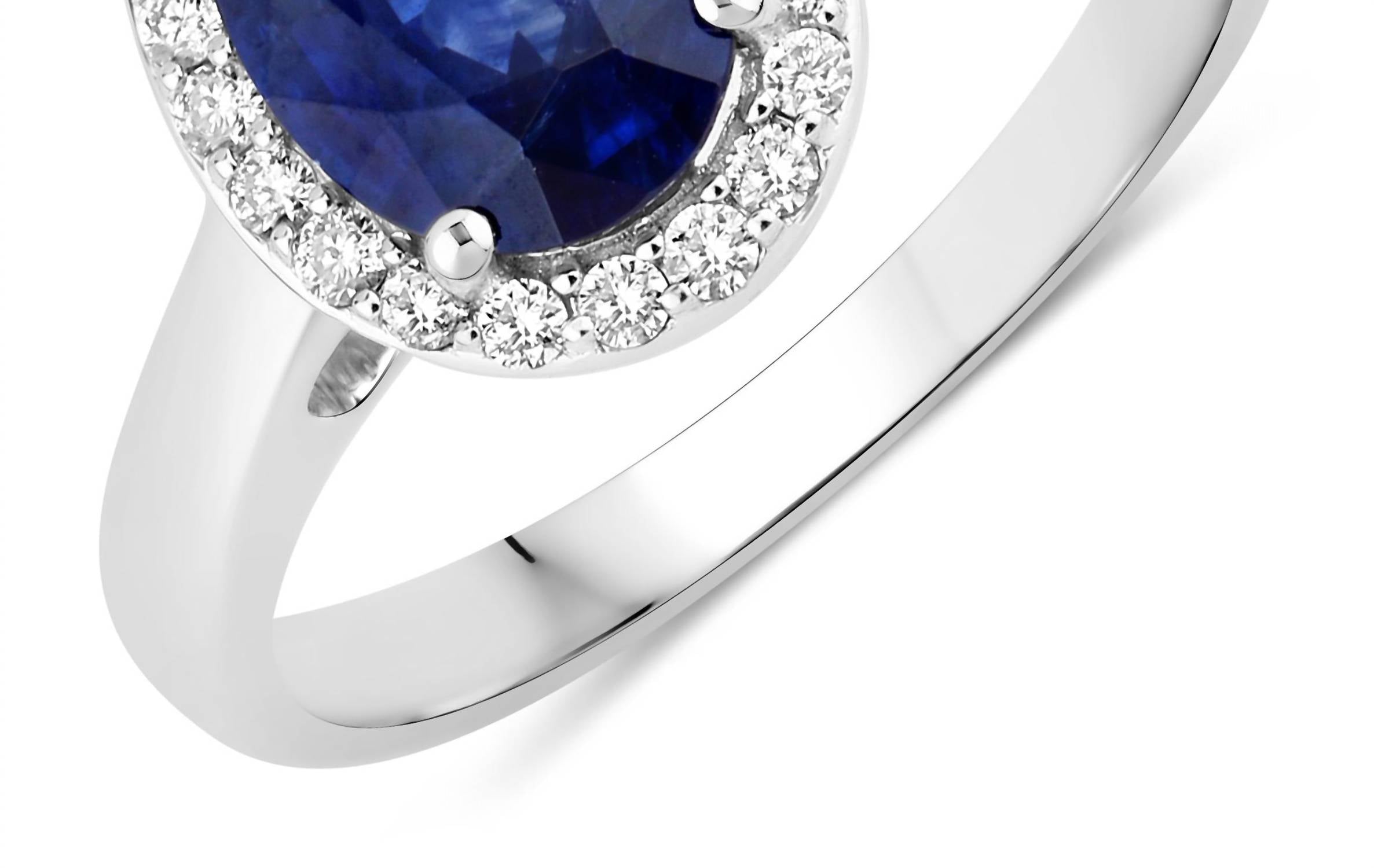 Diana M Jewels Women's Pear Natural Ceylon Blue Sapphire Fashion Ring (2.13 Ct) - Classic Plus in 18k white gold - women's jewelry
