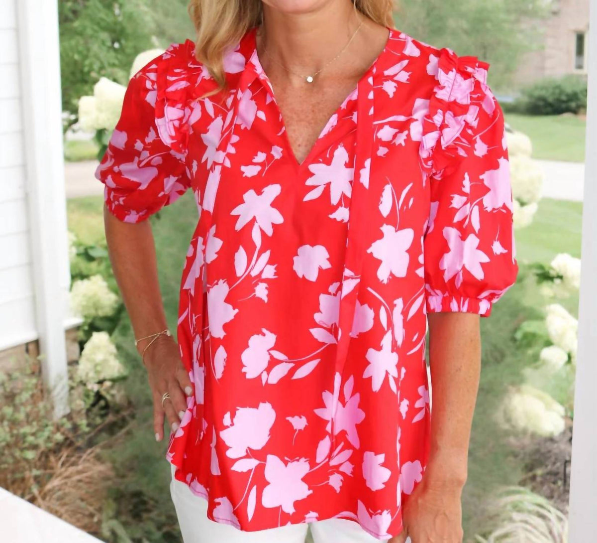 Sugarlips - Bethany Tie Neck Blouse