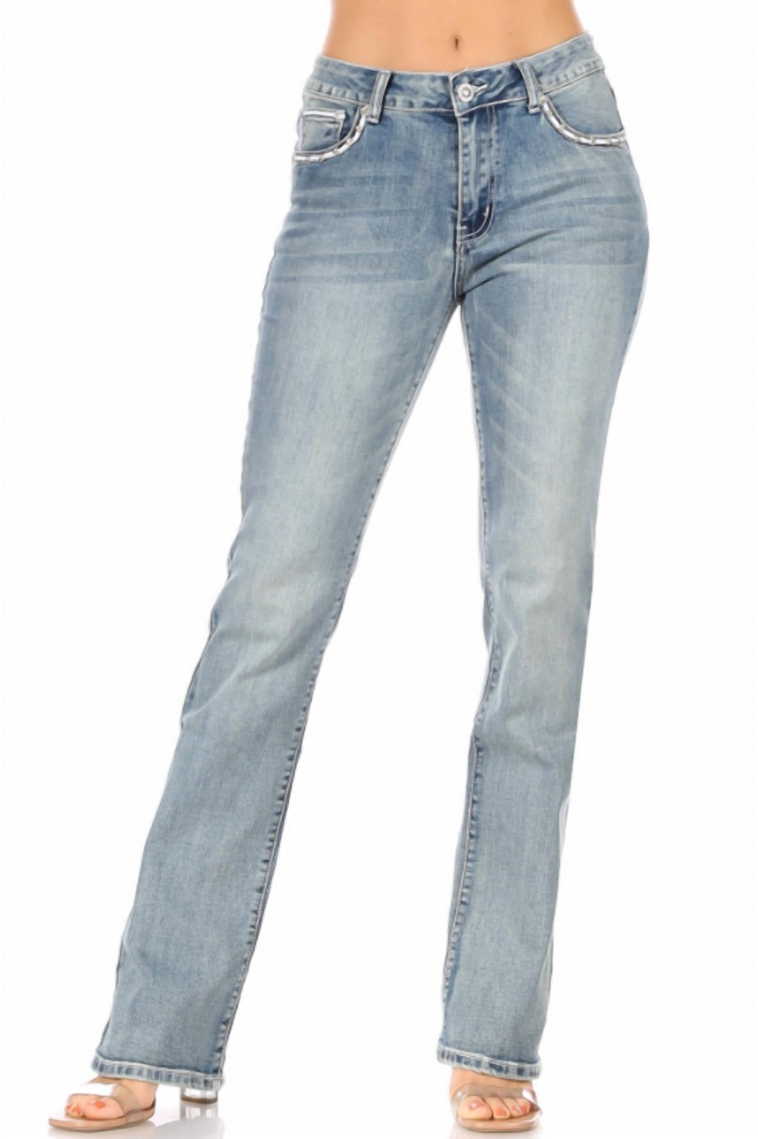 Bus Stop - Sparkle Wings Distressed Skull Jean