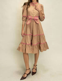 Heyson - Scallop Trim Tiered Midi Dress