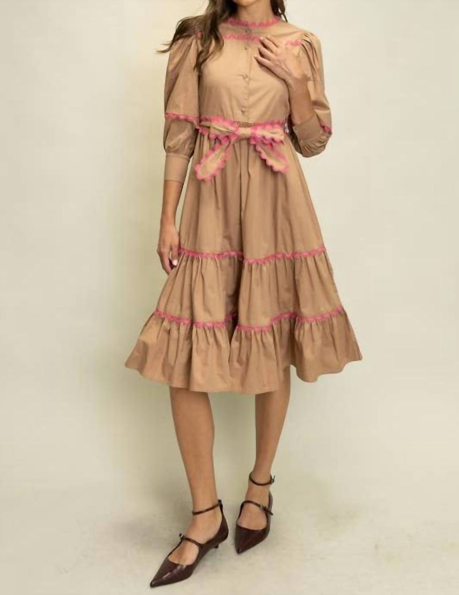 Heyson - Scallop Trim Tiered Midi Dress