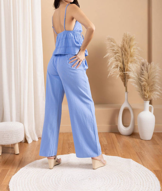 Seaspice - Open Front Top And Wide Leg Pants Set