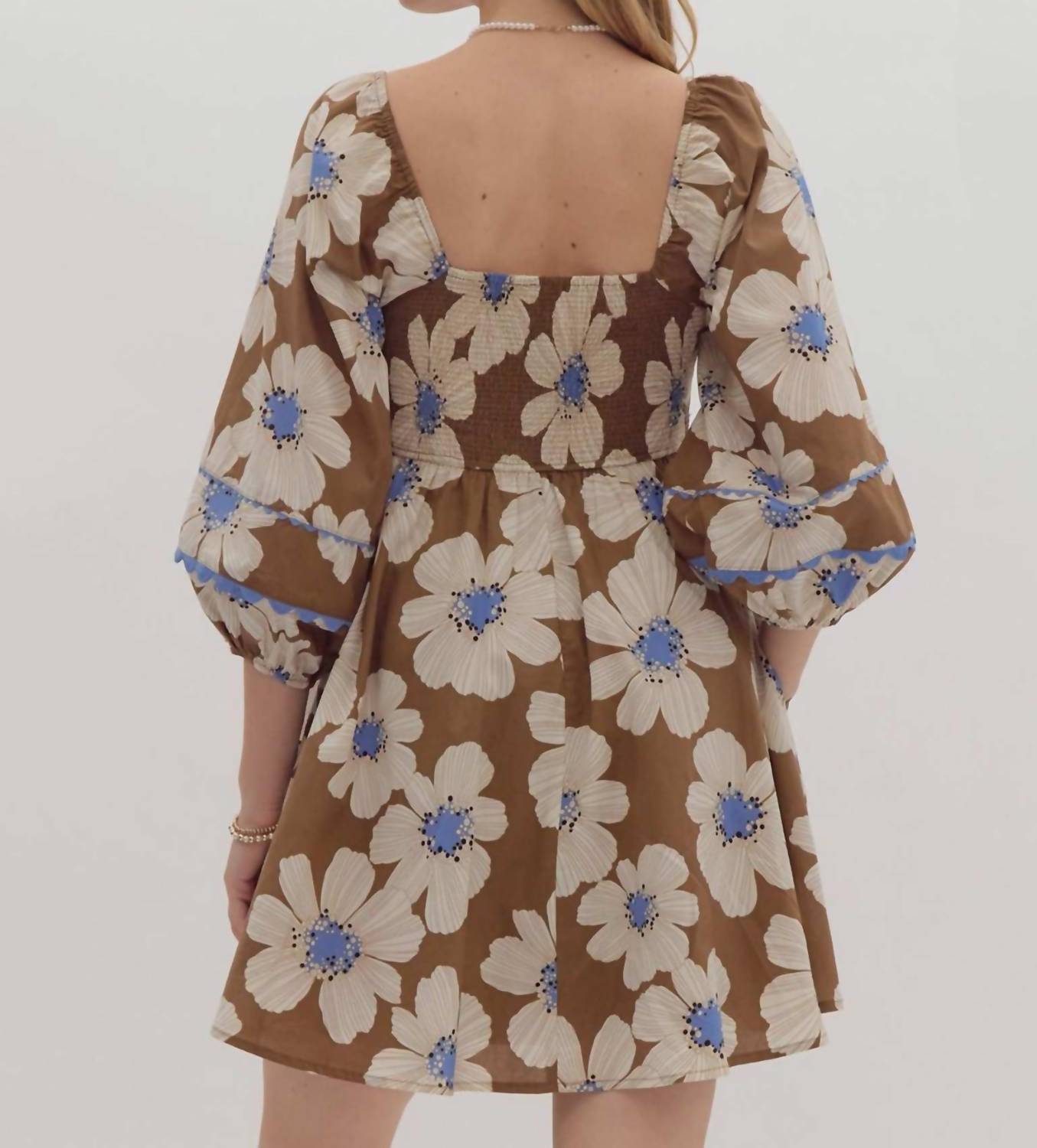 Entro - Floral Ric Rac Trim Babydoll Dress