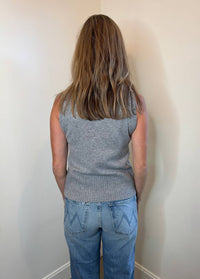Veronica Beard Mazzy Cashmere Shell Knit Top in heather grey - women's sweater - detail view