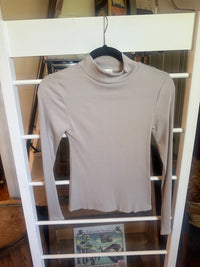 By Together Every Layer Top in taupe - women's long sleeve top - detail view