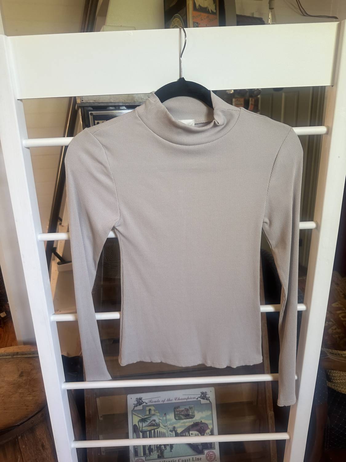 By Together Every Layer Top in taupe - women's long sleeve top - detail view