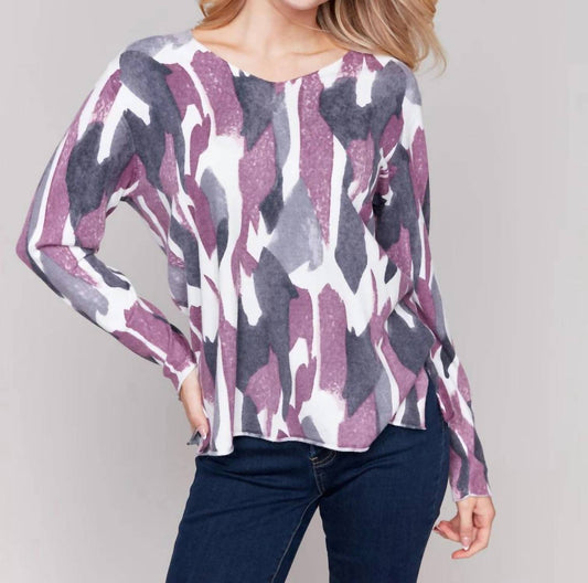 Charlie B - Printed V-Neck Sweater