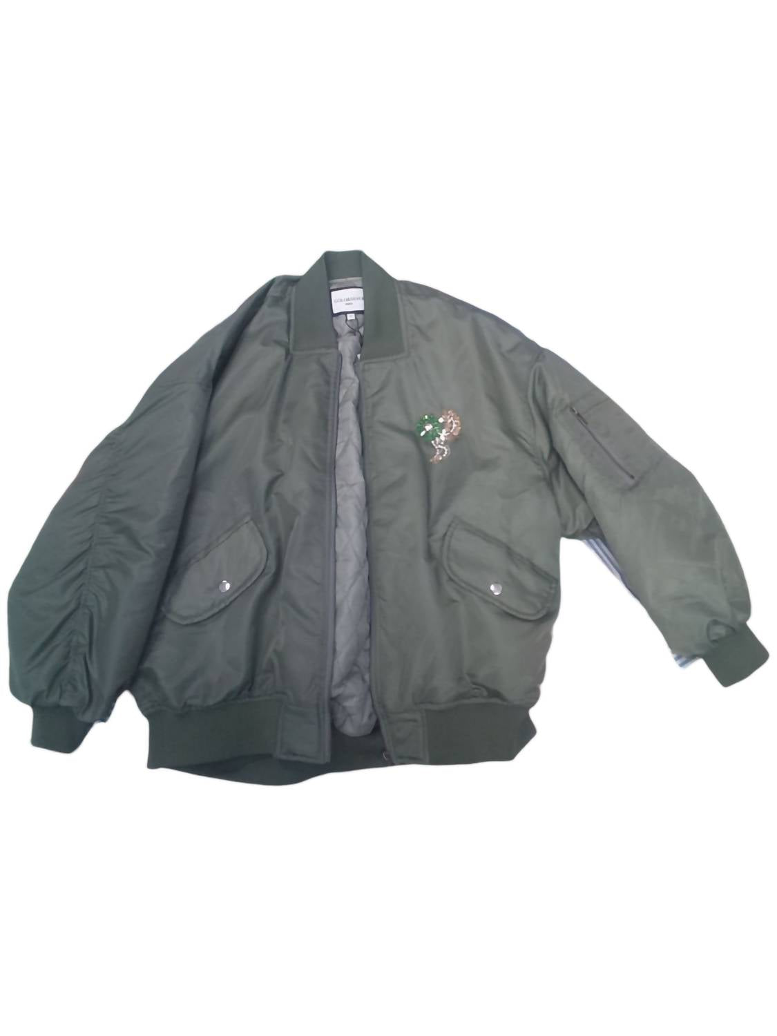 Gold & Silver - Women's Bomber Jacket With Brooch