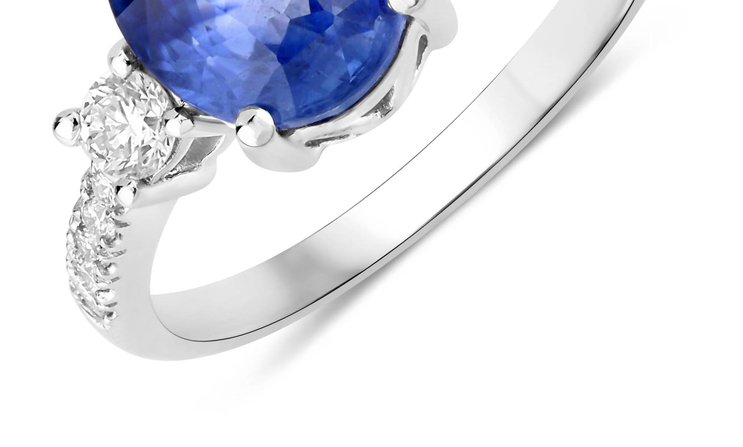 Diana M Jewels Women's Oval Natural Ceylon Blue Sapphire Fashion Ring (3.11 Ct) - Signature Plus in 18k white gold - women's jewelry
