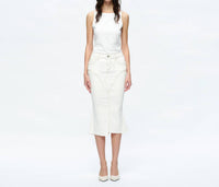 Bayeas - Fishtail Twill Pencil Mdi Skirt