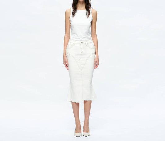 Bayeas - Fishtail Twill Pencil Mdi Skirt