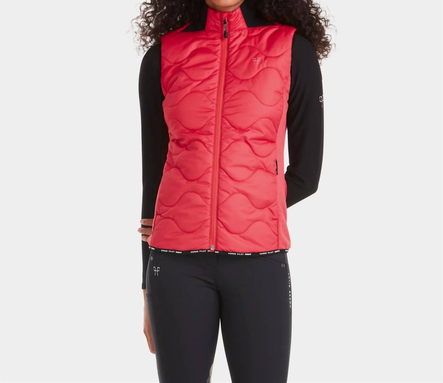 Horse Pilot Quilted Vest in lipstick red - women's jacket