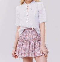 Frame - Tie Neck Ruffle Popover Blouse