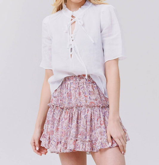 Frame - Tie Neck Ruffle Popover Blouse