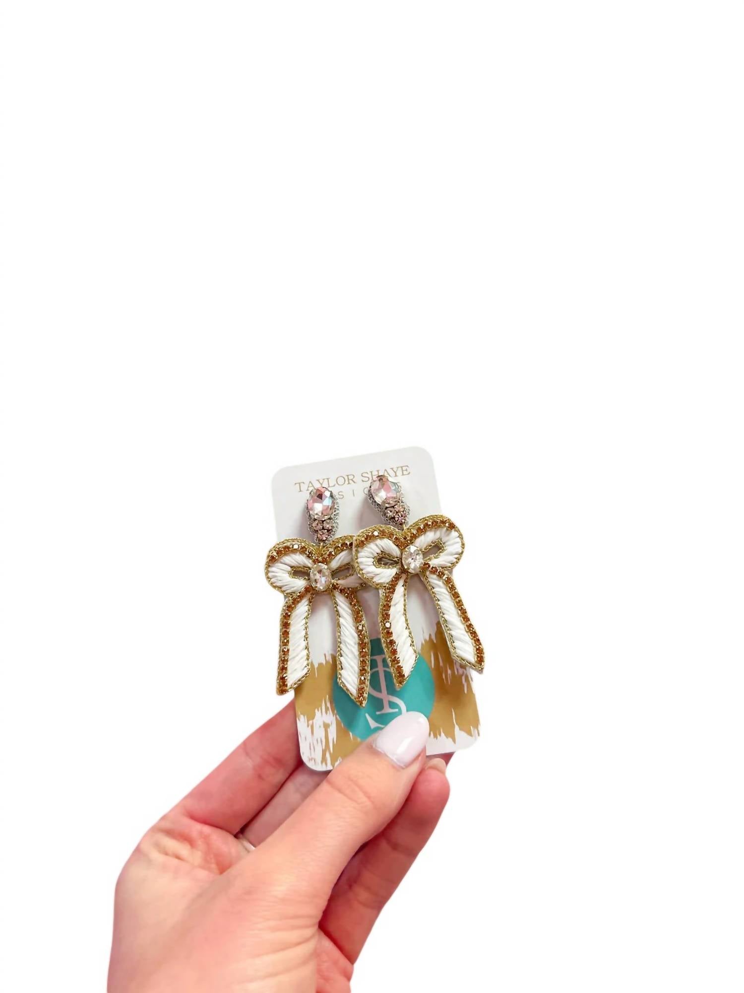 Taylor Shaye - Women's Beaded Bow Drop Earrings