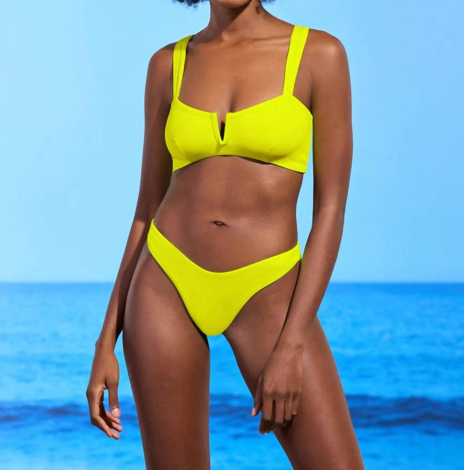 MAAJI Splendour High Leg Bikini Bottom in chartreuse - women's swimwear