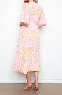 CHARLIE B Printed Faux Wrap Belted Midi Dress in maeva - women's dress - alternate view