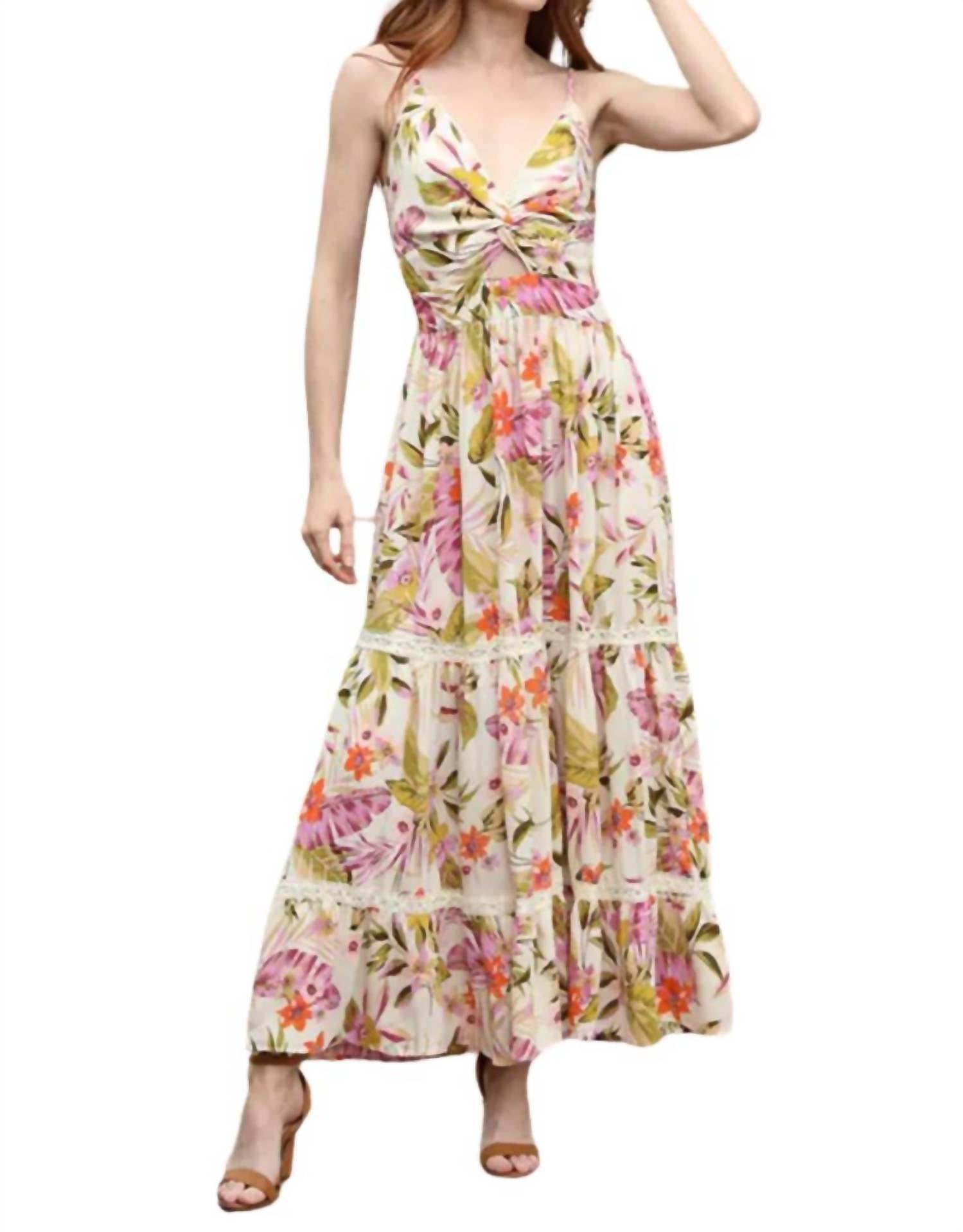 Angie - Spaghetti Strap V-Neck Maxi Dress