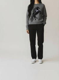 Autumn Cashmere - Intarsia Horse Crewneck With Fringe Sweater