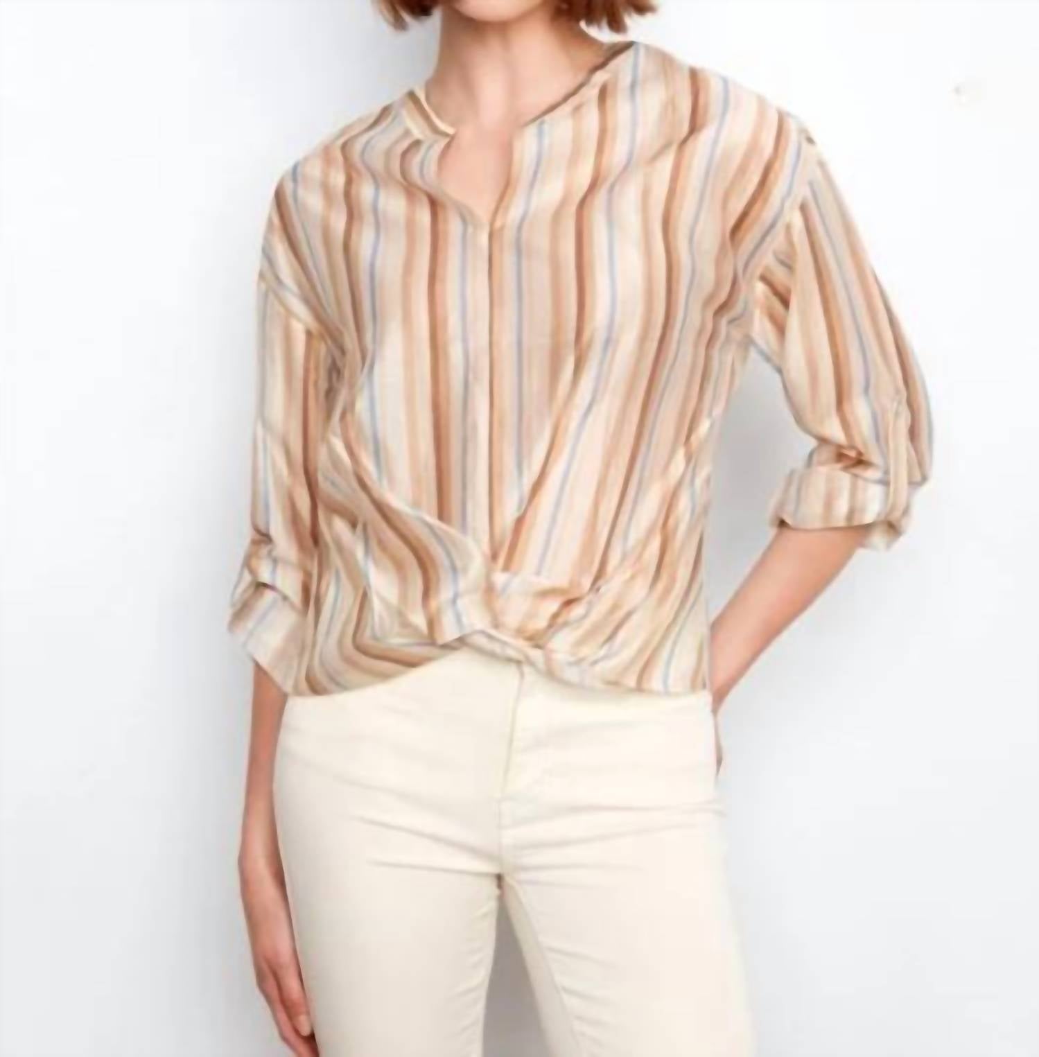 Charlie B - Striped Tencel Blouse With Front Twist
