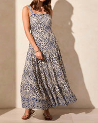Tribal - Sleeveless Square Neck Maxi Dress