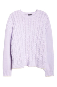 Atm - Women's Cotton Blend Cable Crew Neck Sweater