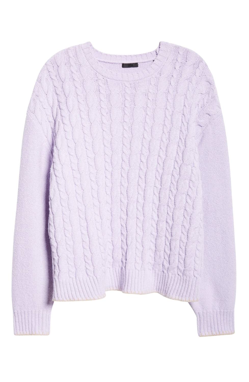 Atm - Women's Cotton Blend Cable Crew Neck Sweater