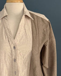 Easel - Women's Long Sleeve Color Mix Linen Top