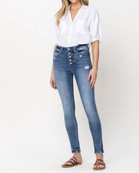 Flying Monkey - Finn High Rise Button Up Skinny Jean