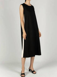 Before You Collection Scuba Sleeveless Midi Dress in black - women's dress - detail view