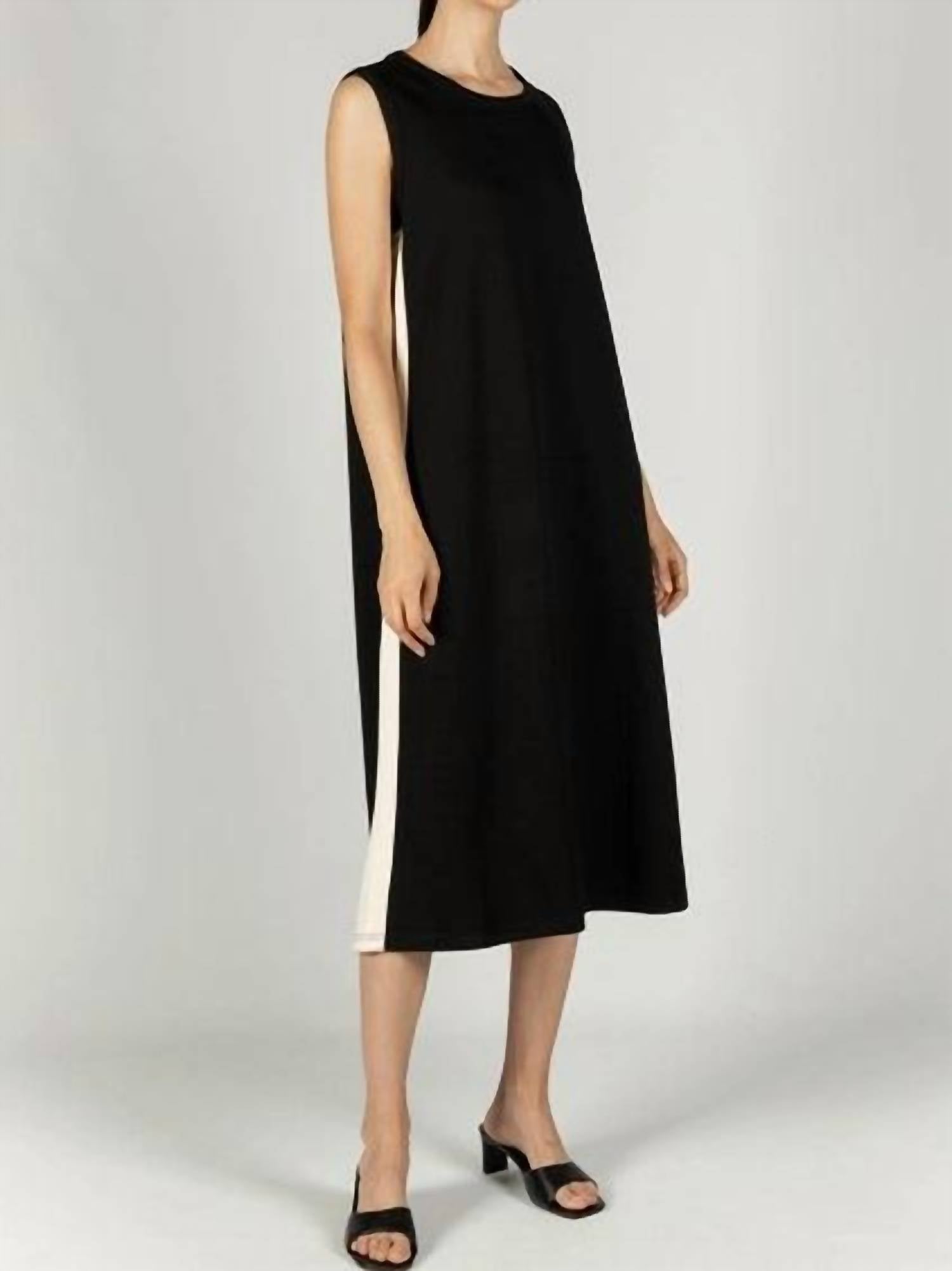 Before You Collection Scuba Sleeveless Midi Dress in black - women's dress - detail view