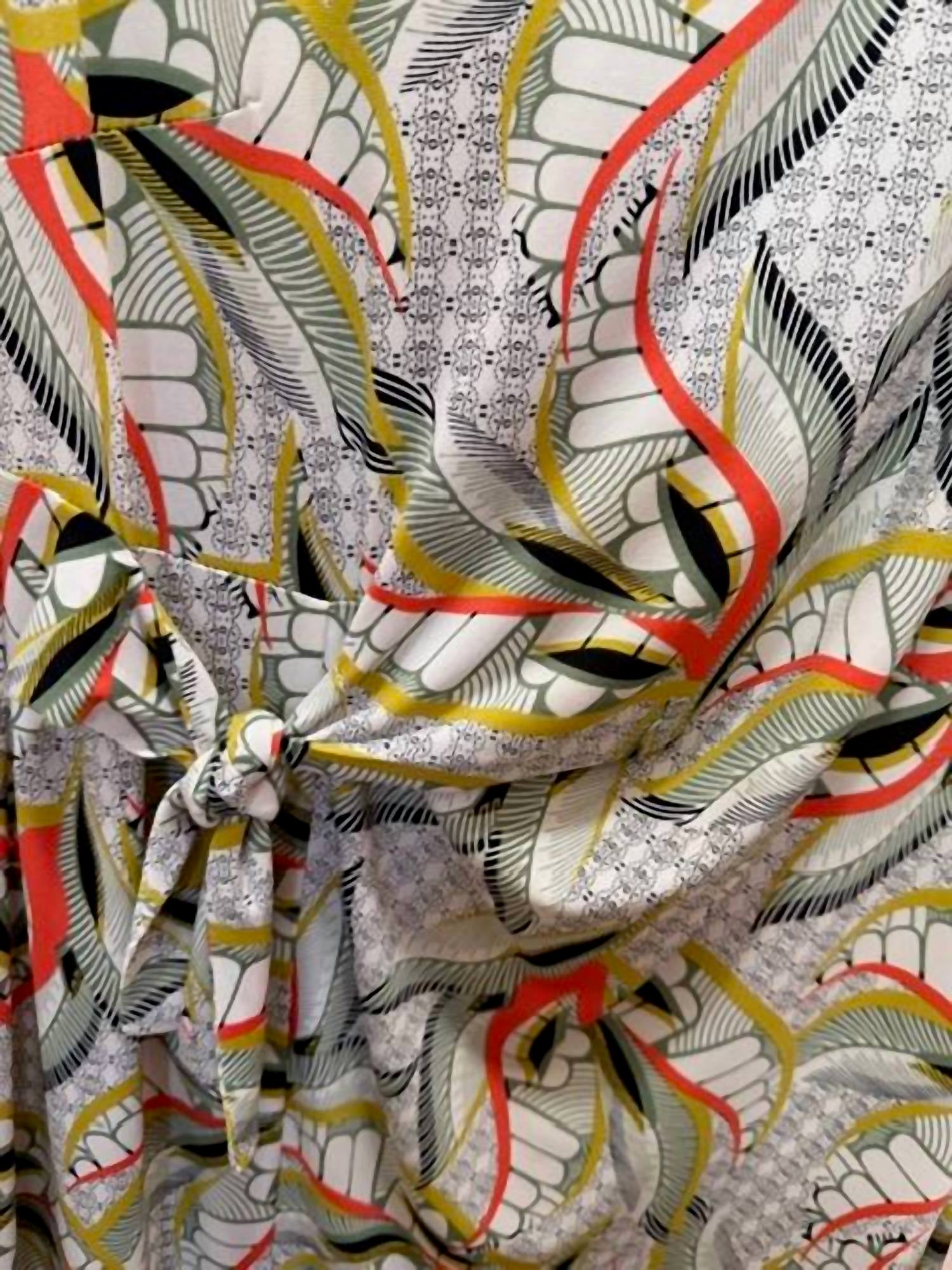 Bali Corp. Women Graphic Side Tie Mini Dress in citrus seafoam - women's dress - detail view
