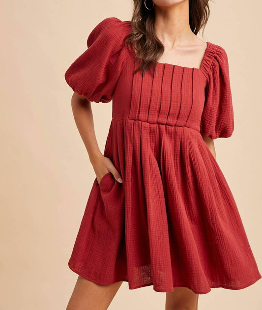 In-Loom - Sweetheart Puff Sleeves Mini Dress