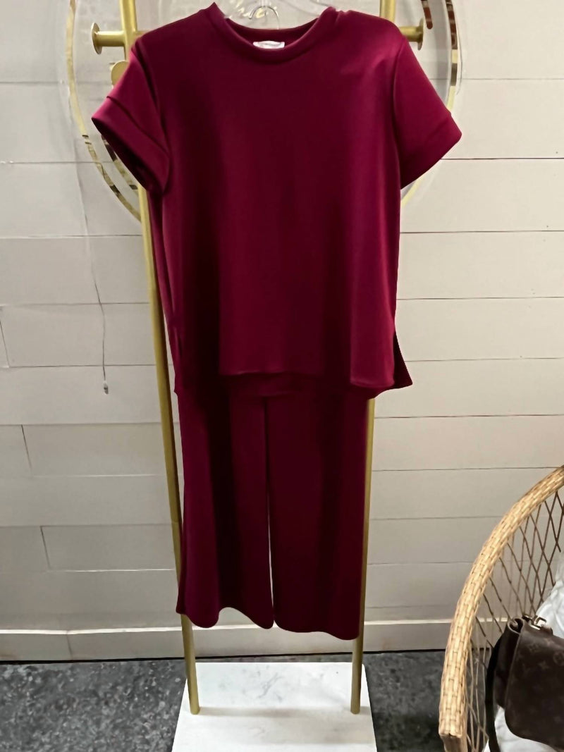 Carole Christian Women's Scuba 2 piece pantsuit in burgundy - women's pants