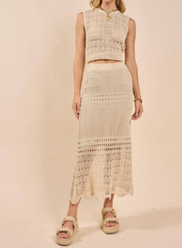 Sadie & Sage - Dya Crochet Knit Midi Skirt