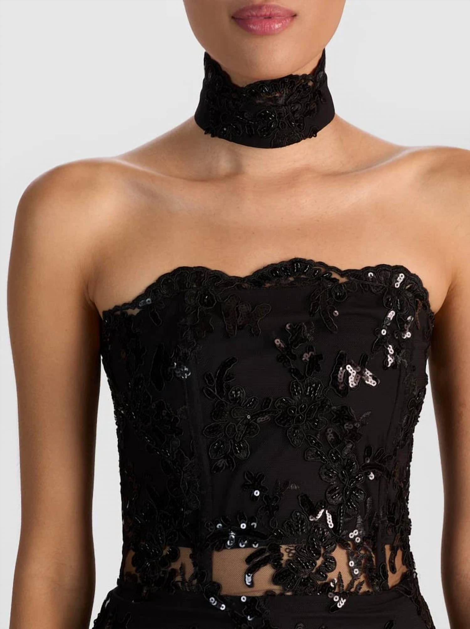 Alice + Olivia - Georgie Embellished Lace Mini Dress