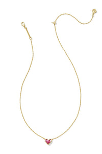 Kendra Scott Women's Framed Ari Heart Short Pendant Necklace in gold azalea illusion - women's jewelry - detail view