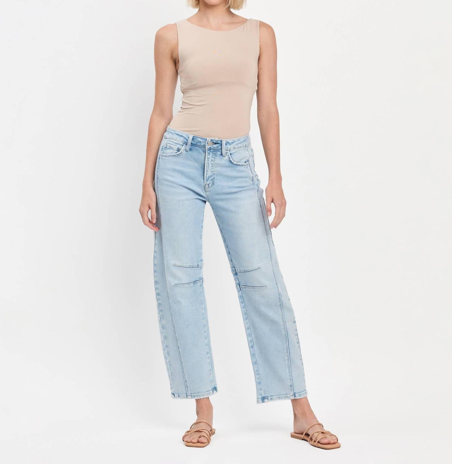 FLYING MONKEY Rebel High Rise Barrel Jean in light wash - women's jeans