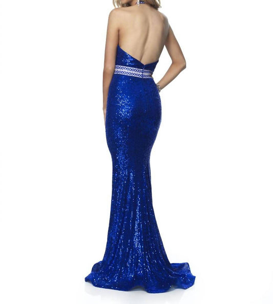 Blush Prom - Stretch Sequin Halter Prom Dress