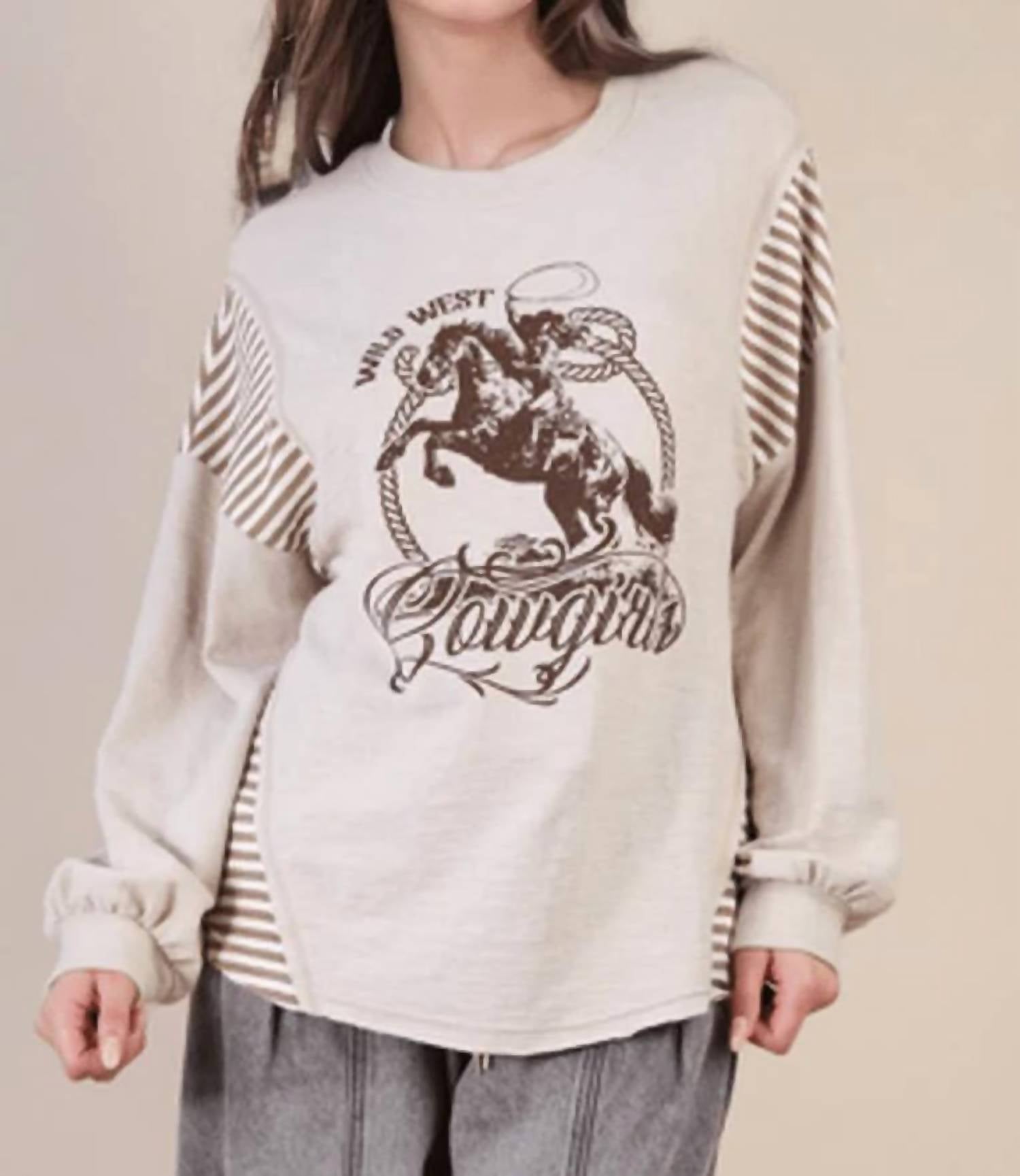 Very J - Wild West Cowgirls Western Graphic Knit Top