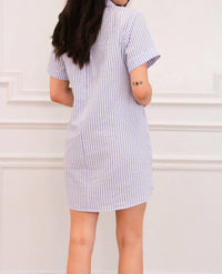 Day + Moon - Summer Love Striped Seersucker Shirt Dress
