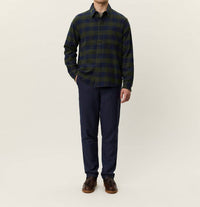 Les Deux Lennon Buffalo Check Overshirt in dark navy - men's shirt