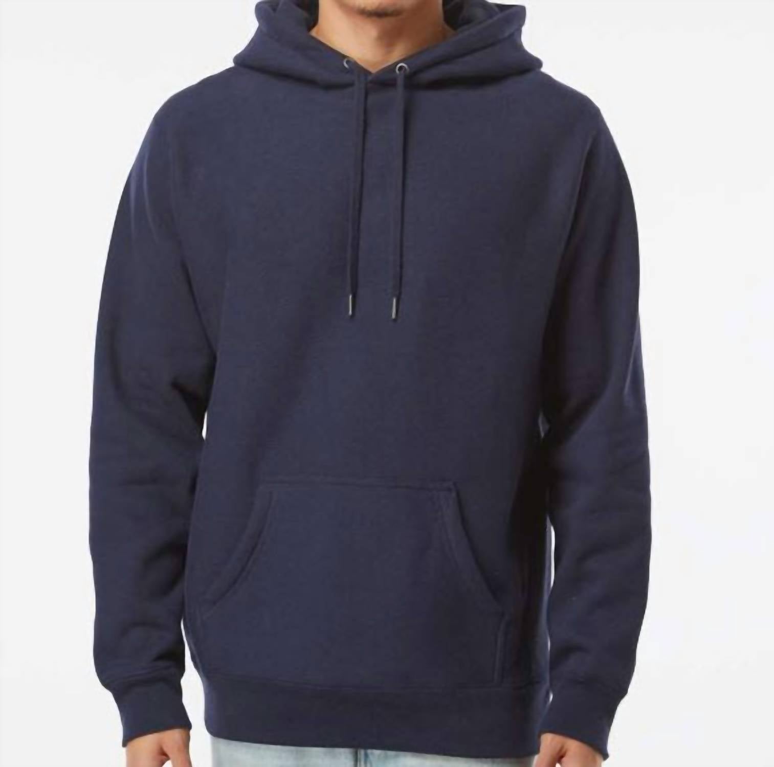 Independent Trading Company Premium Heavy Weight Cross Grain Hooded Sweatshirt in navy - men's shirt